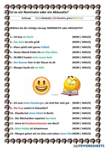 Nominativ und Akkusativ erkennen