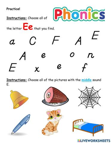 Letter E (middle sound - short E)