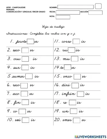 Verbos terminados en ger y gir