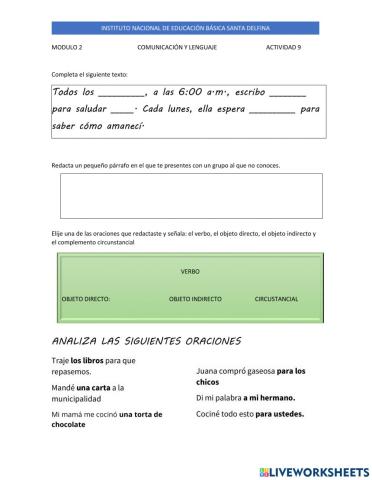 Complementos de la oración