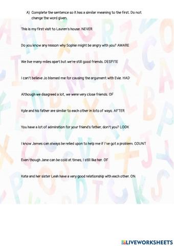 Transformation exercise