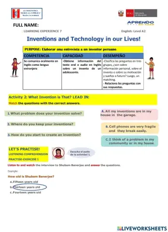 Activity 2 of inventions and Technology in our lives.