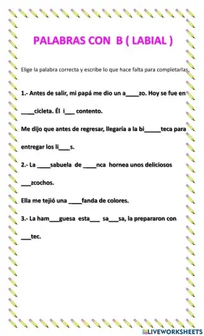 Palabras con b