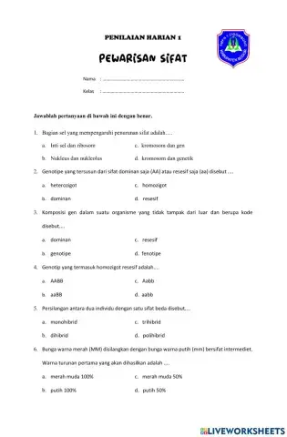 PENILAIAN HARIAN 1 - GENETIKA