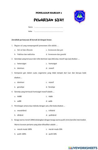 PENILAIAN HARIAN 1 - GENETIKA