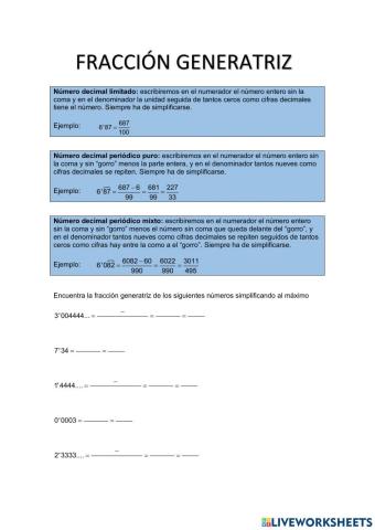 Fracción generatriz