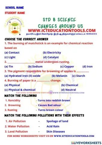 வகுப்பு 8 அறிவியல் நம்மை சுற்றி நிகழும் மாற்றங்கள்eng med