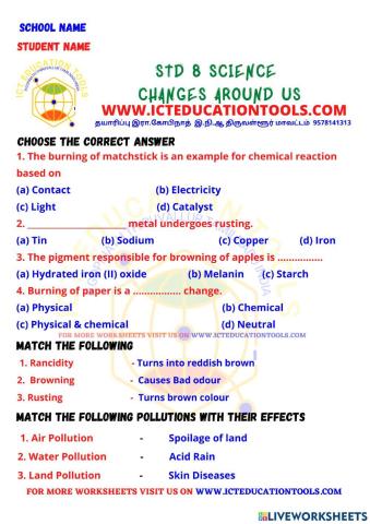 வகுப்பு 8 அறிவியல் நம்மை சுற்றி நிகழும் மாற்றங்கள்eng med