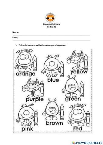 English diagnostic exam 1st grade