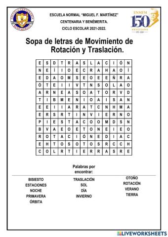 Movimientos de Traslación y Rotación.