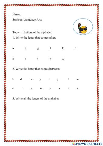 Letters of the alphabet