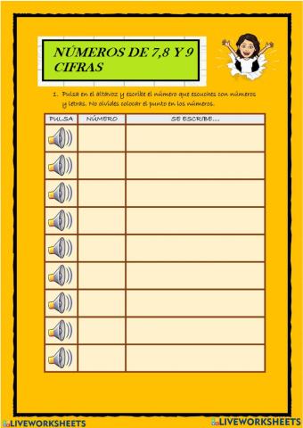 Lectura, escritura de 9 cifras