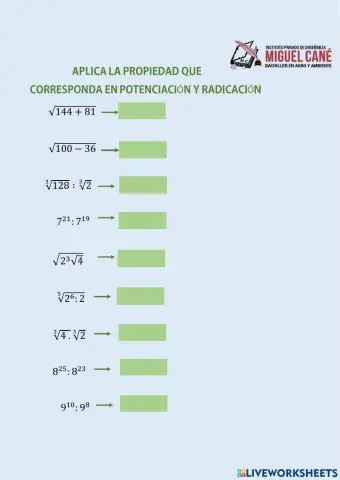 Propiedades de potencia y raíz