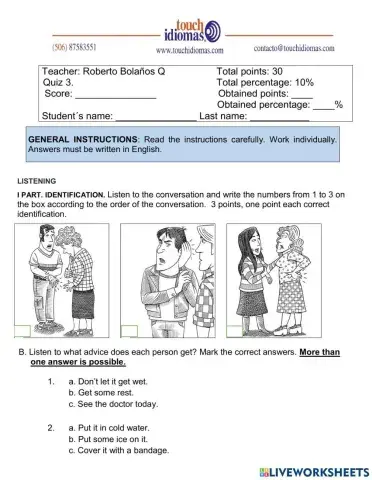 touch Quiz about health 