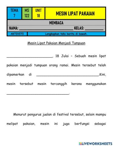 BM Tahun 4 - Unit 18 Mesin Lipat Pakaian