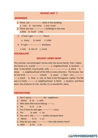 Grammar  Review  Unit 7