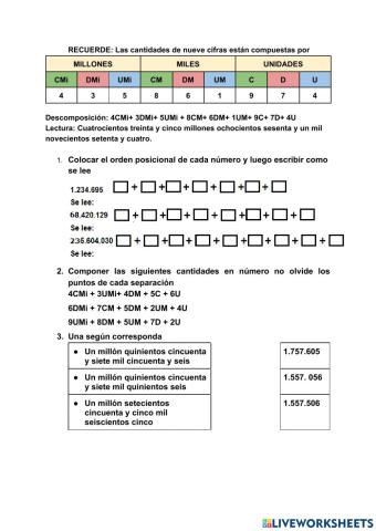 Números naturales de nueve cifras