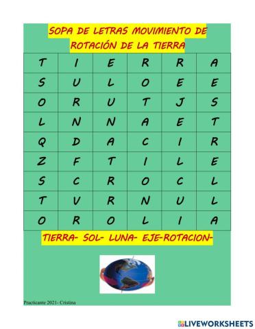 Sopa rotacion de la tierra