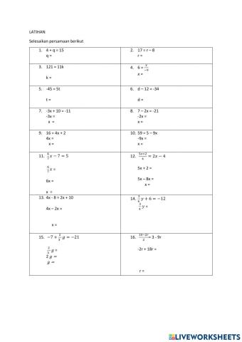 Persamaan linear