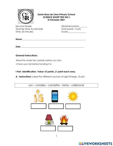 Short Test no.1-2 Grade III Tri