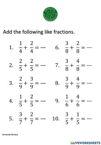 Adding Like Fractions