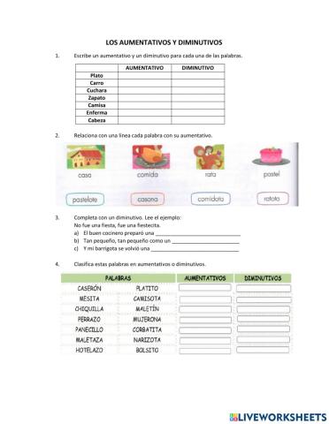 Los aumentativos y diminutivos