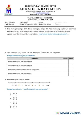 Pts ganjil matematika kelas 4