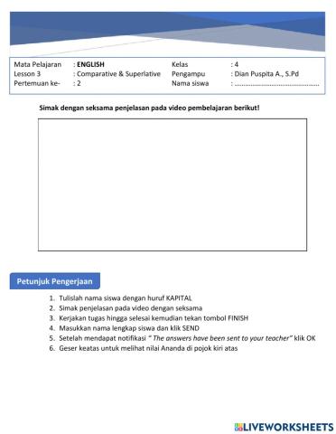 ENGLISH Lesson 3 Comparative and Superlative Adjective