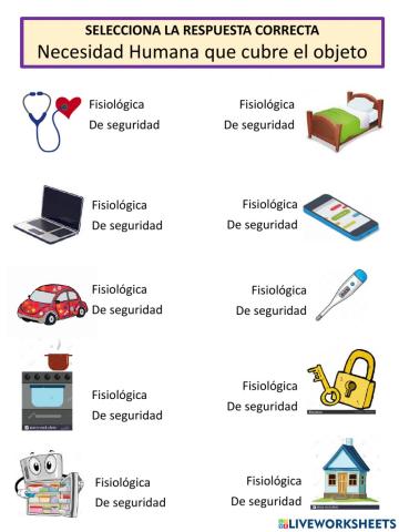 Objetos que cubren necesidades humanas