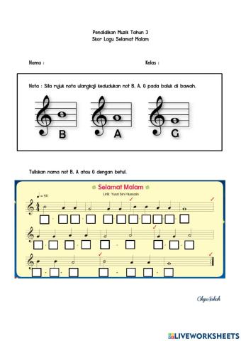 Skor Lagu Selamat Malam
