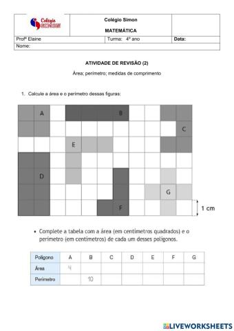 Revisão: área e perímetro