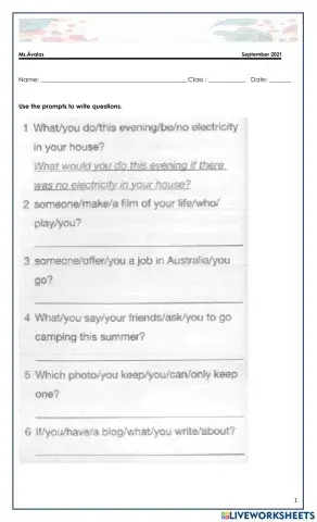 Second conditional. questions.