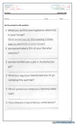 Second conditional. questions.