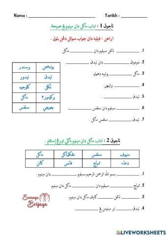 Tajuk : Adab makan dan minum