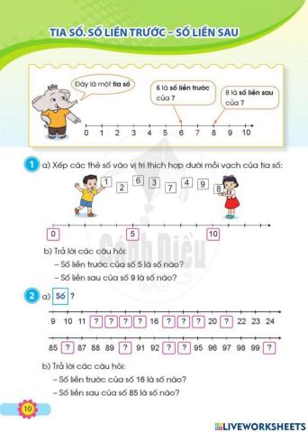 Tia số. số liền trước, số liền sau