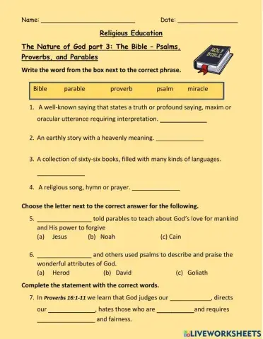 The Nature of God Part 3 The Bible Psalms Proverbs Parables