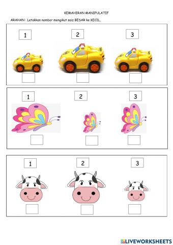 Menyusun saiz besar ke kecil