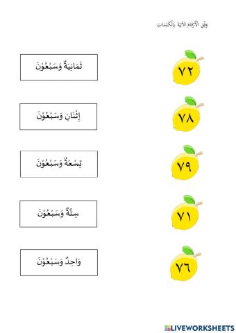 Nombor bahasa arab 71-79