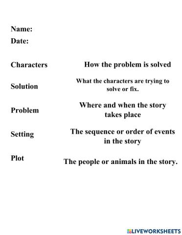 Story Elements Vocabulary