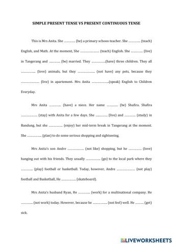 Present Tense Vs Continuous tense