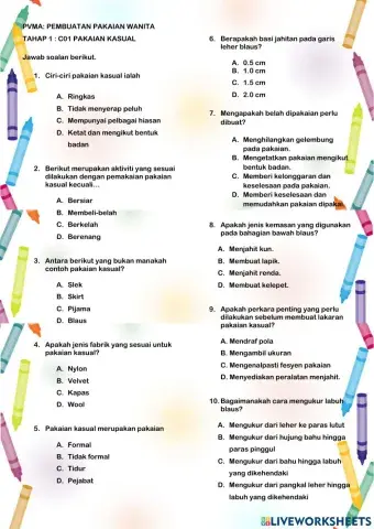 Level 1 pakaian kasual