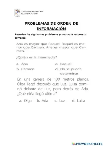 Problemas de orden de información