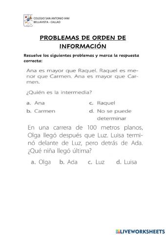 Problemas de orden de información