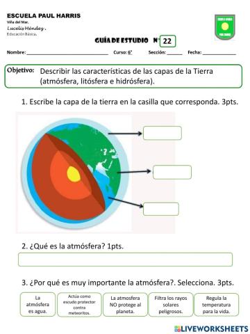Guía 22. Capas de la tierra.