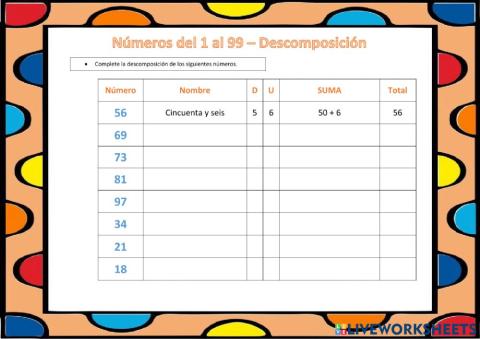 Descomposición de números
