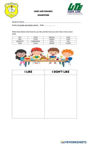 Homework: likes and dislikes