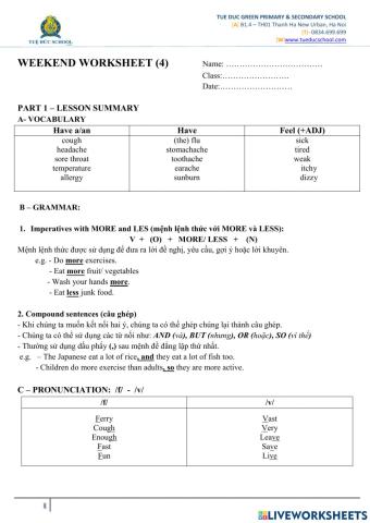 E7U2-Weekend worksheet