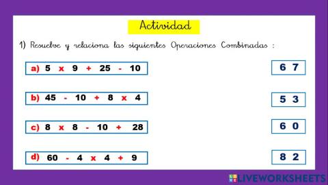 Operaciones combinadas con multiplicación