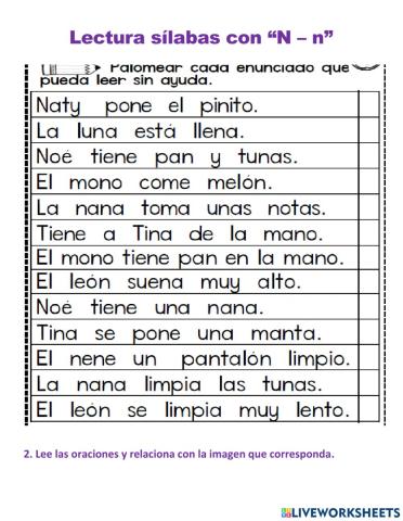 Lectura sílabas n