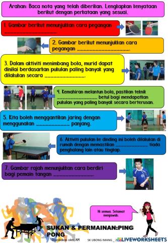 Sukan Ping Pong Sekolah Rendah